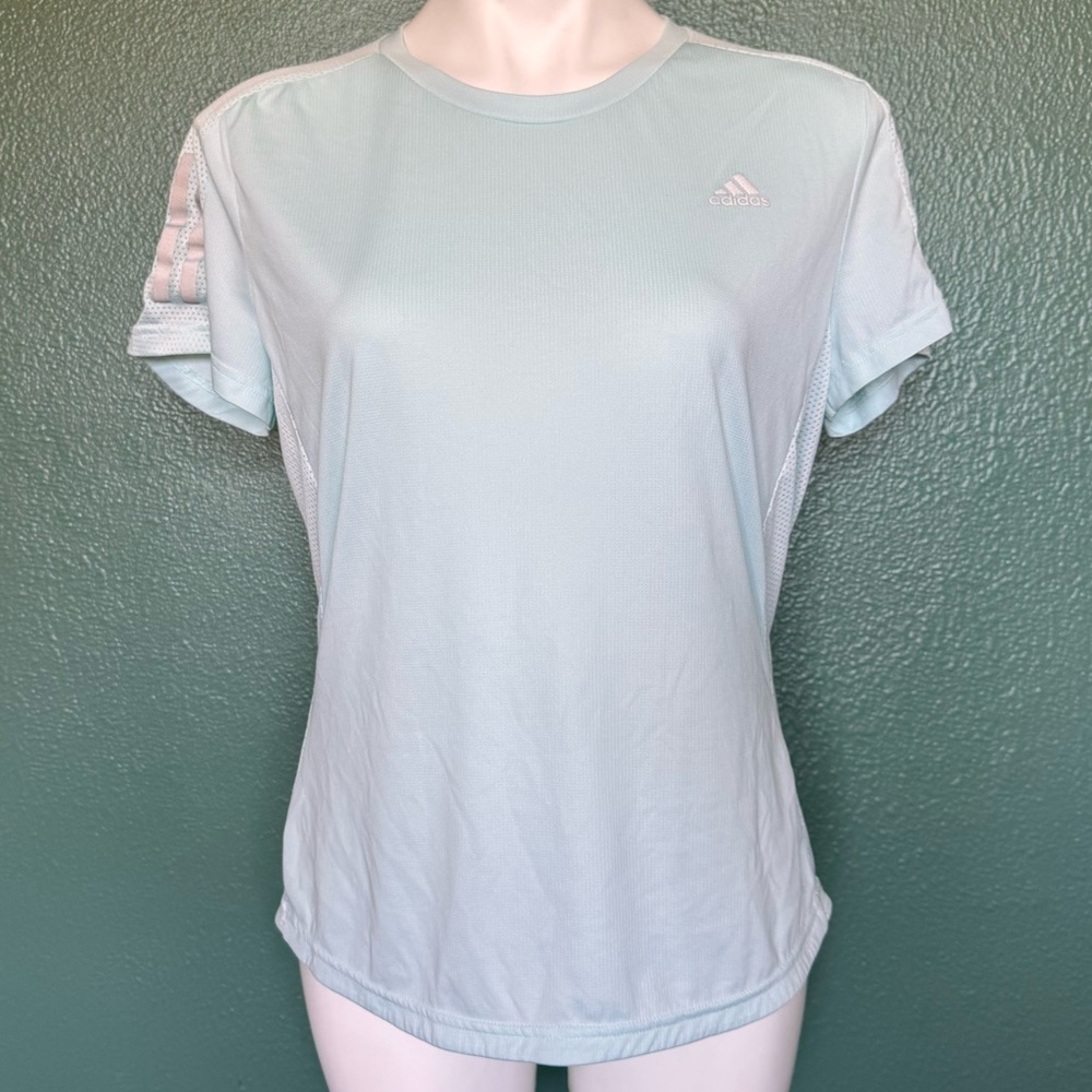 Adidas Running AeroReady Reflective Sleeves Workout Top Short Sleeve Blue Shirt